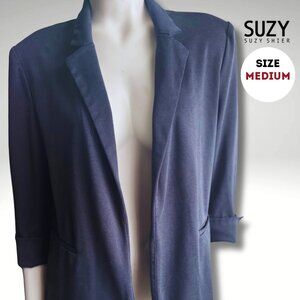 Suzy Shier Open-Front Black Blazer – Size Medium